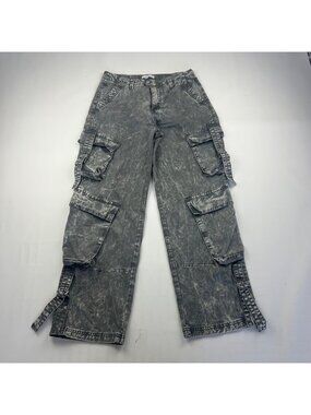 Angel Kiss Acid Washed Gray Canvas Cargo Pant 7